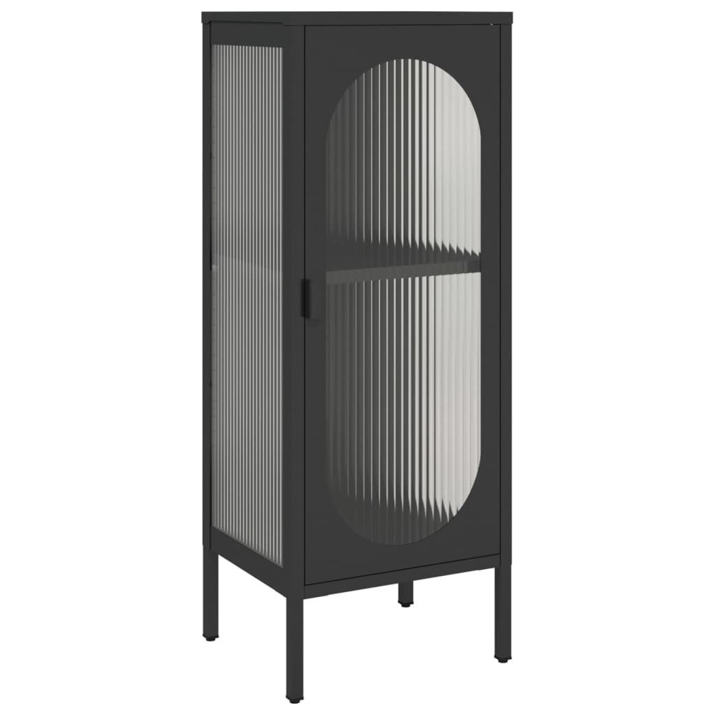 Credenza Acciaio E Vetro Antracite 75x35x105 Cm – Mobile Con Ripiano Regolabile