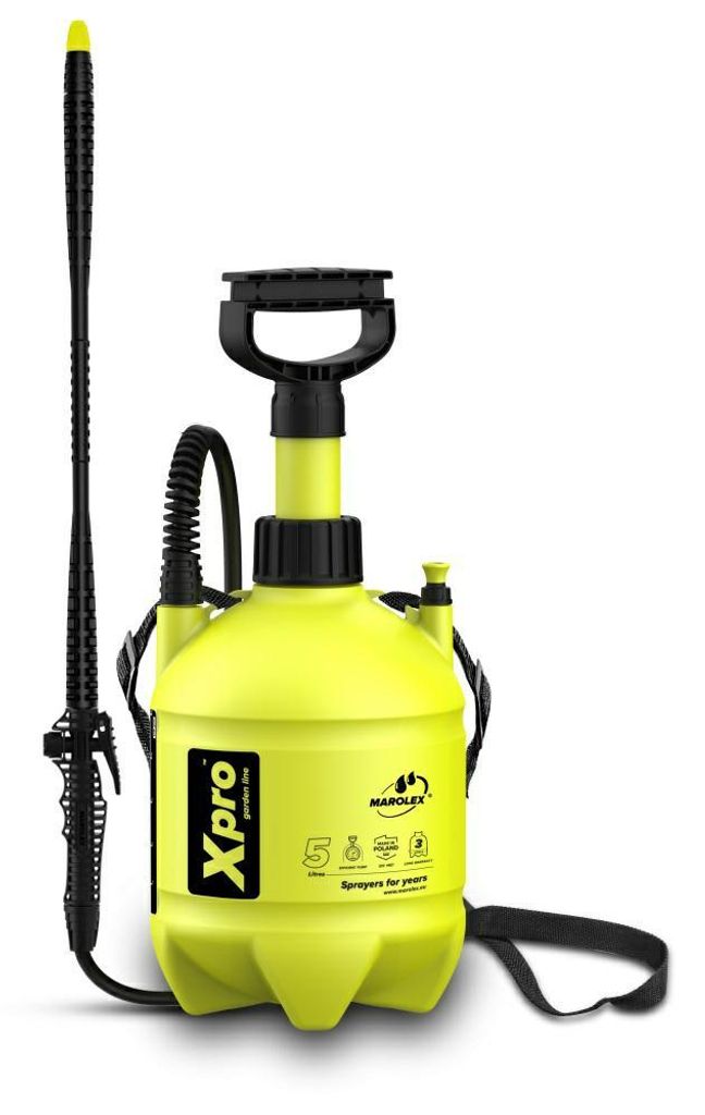 A yellow pressure sprayer with a black lance and handle, set against a white background.