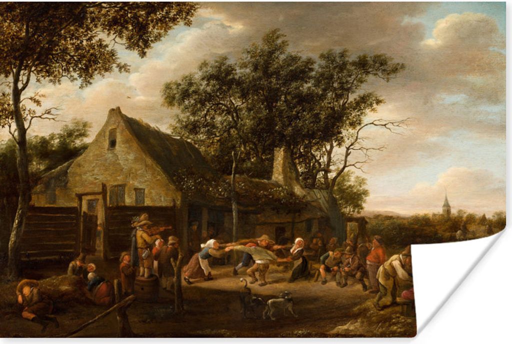 MuchoWow Poster Tanzende Bauern in einem Gasthaus - Jan Steen 90x60 cm - Schlafzimmer