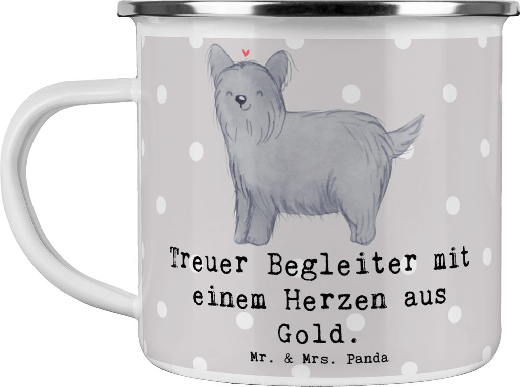 Mr. & Mrs. Panda Pott Skye Terrier Herz - Grau Pastell - Geschenk, Hund, metallbecher, Teetasse, für Hundefans, Hundeliebhaber, Hunderassen, Hunde...