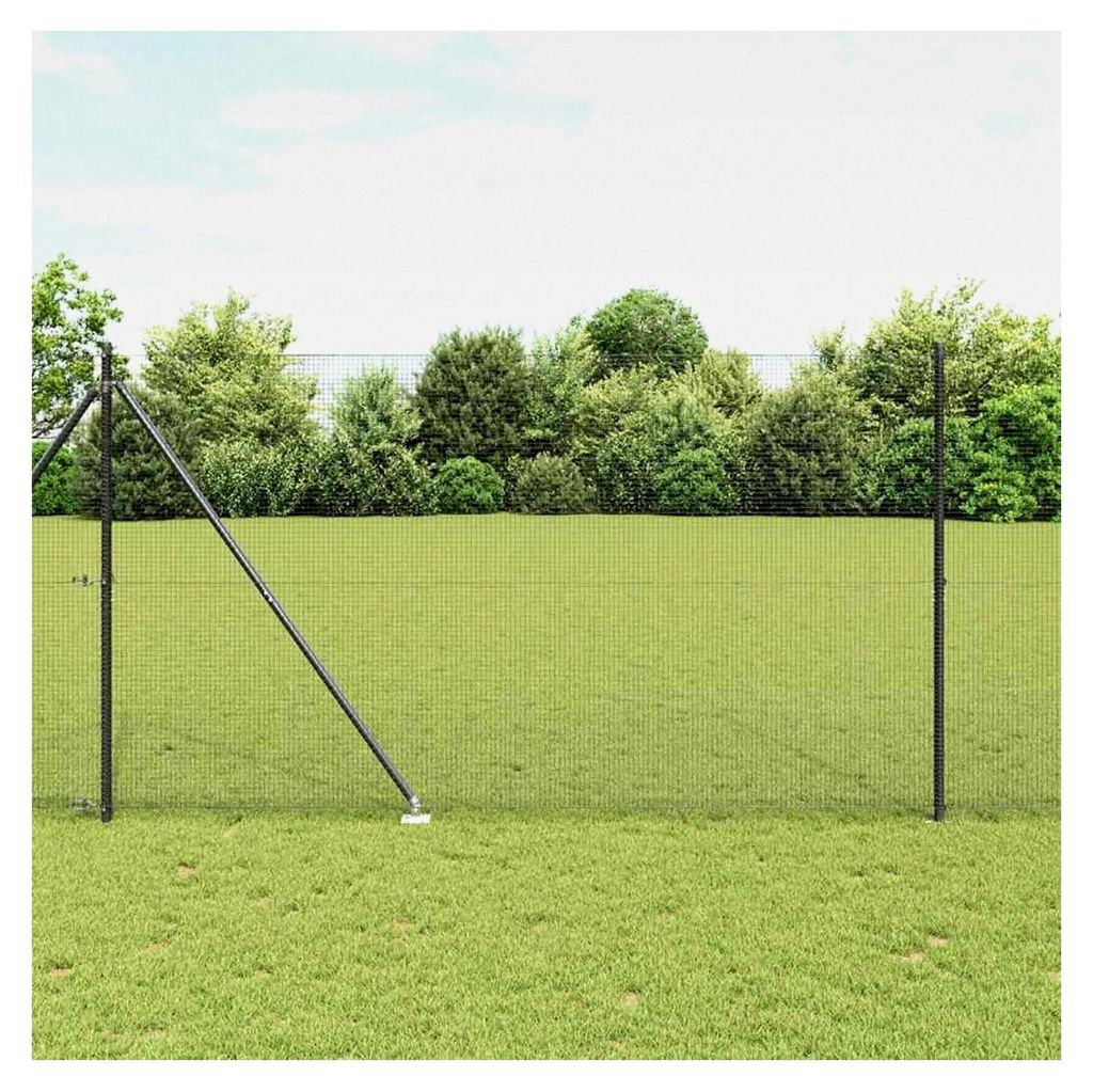 Geschweißter Drahtzaun mit 7 Spike-Posts Grau 1,5x10 m Stahl, Gartenzaun Maschendraht Sichtschutz für Garten und Tiere
