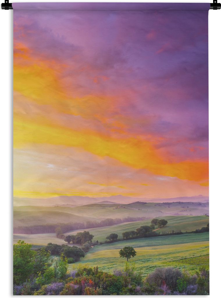 MuchoWow Wandteppich Wandbehang Toskana - Landschaft - Farbenfroh 60x90 cm Tapisserie Dekoration Wandtuch - Foto-Teppich - Abwaschbar