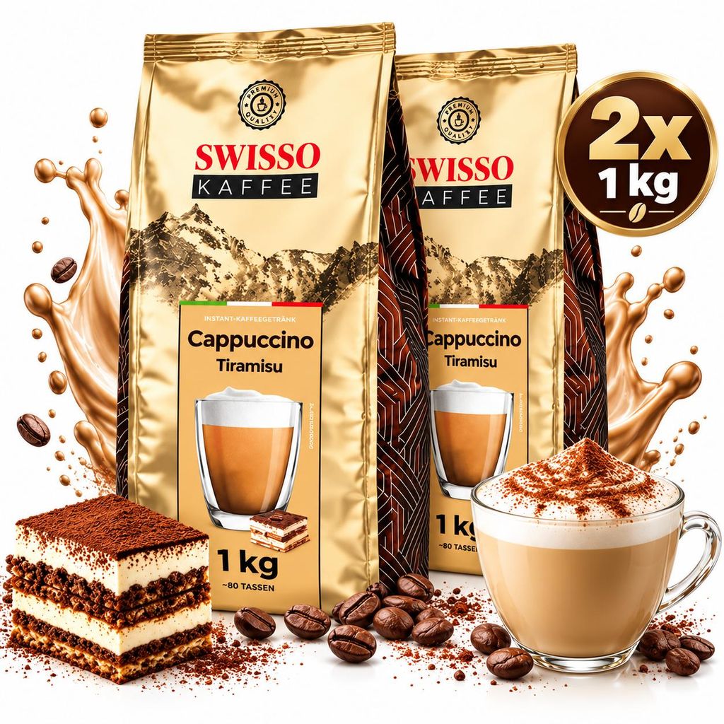 SWISSO KAFFEE Cappuccino Tiramisu 2 kg (2x1 kg) Instant Productafbeelding 