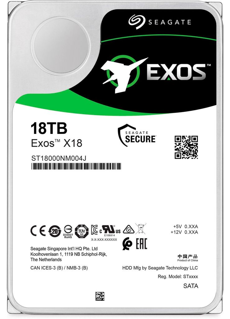 Seagate 8,9 cm (3,5") 18TB SAS3 Exos X18 512e 7200 256MB Immagine del prodotto 