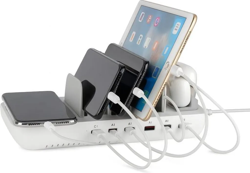 SiGN Station de Charge USB 65W Blanche avec Induction et USB-C Rapide