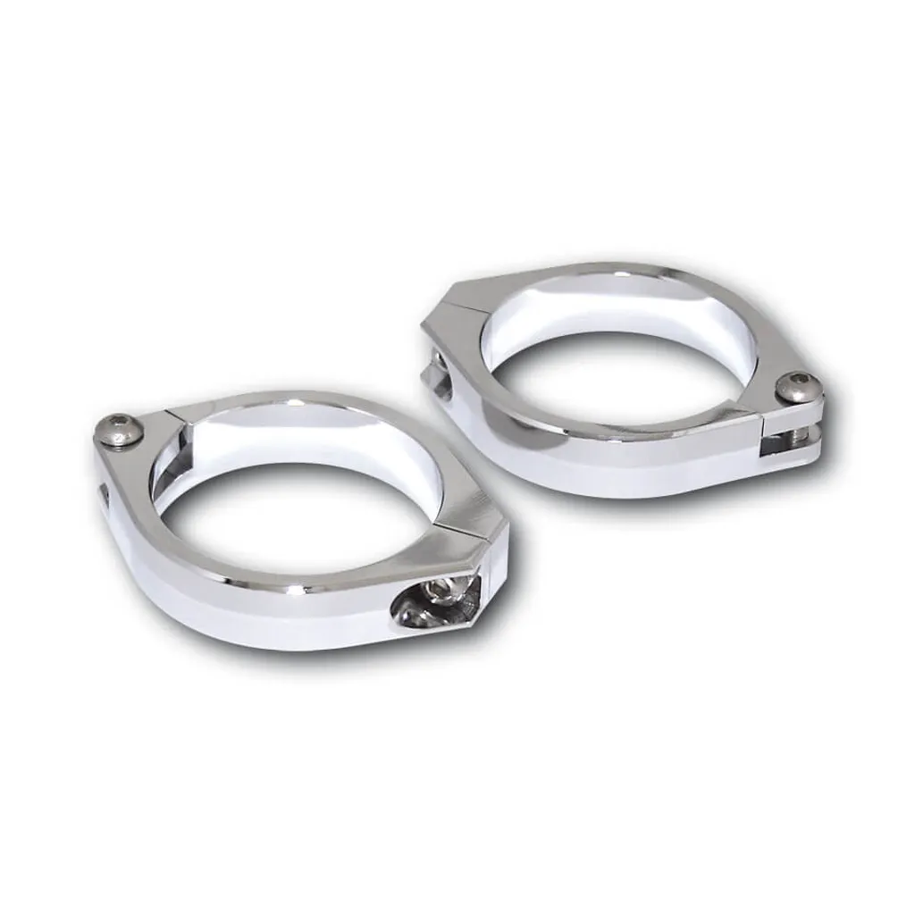 Colliers Highsider CNC chromés 47mm-54mm pour montage tube horizontal