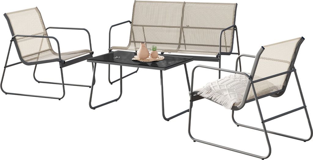 MIRJAN24 Gartenmöbel-Set Gotiro, Sessel x 2 Stück, Sofa, Gartentisch, Eignet sich hervorragend für die Terrasse, Balkon und Garten (Farbe: Braun...