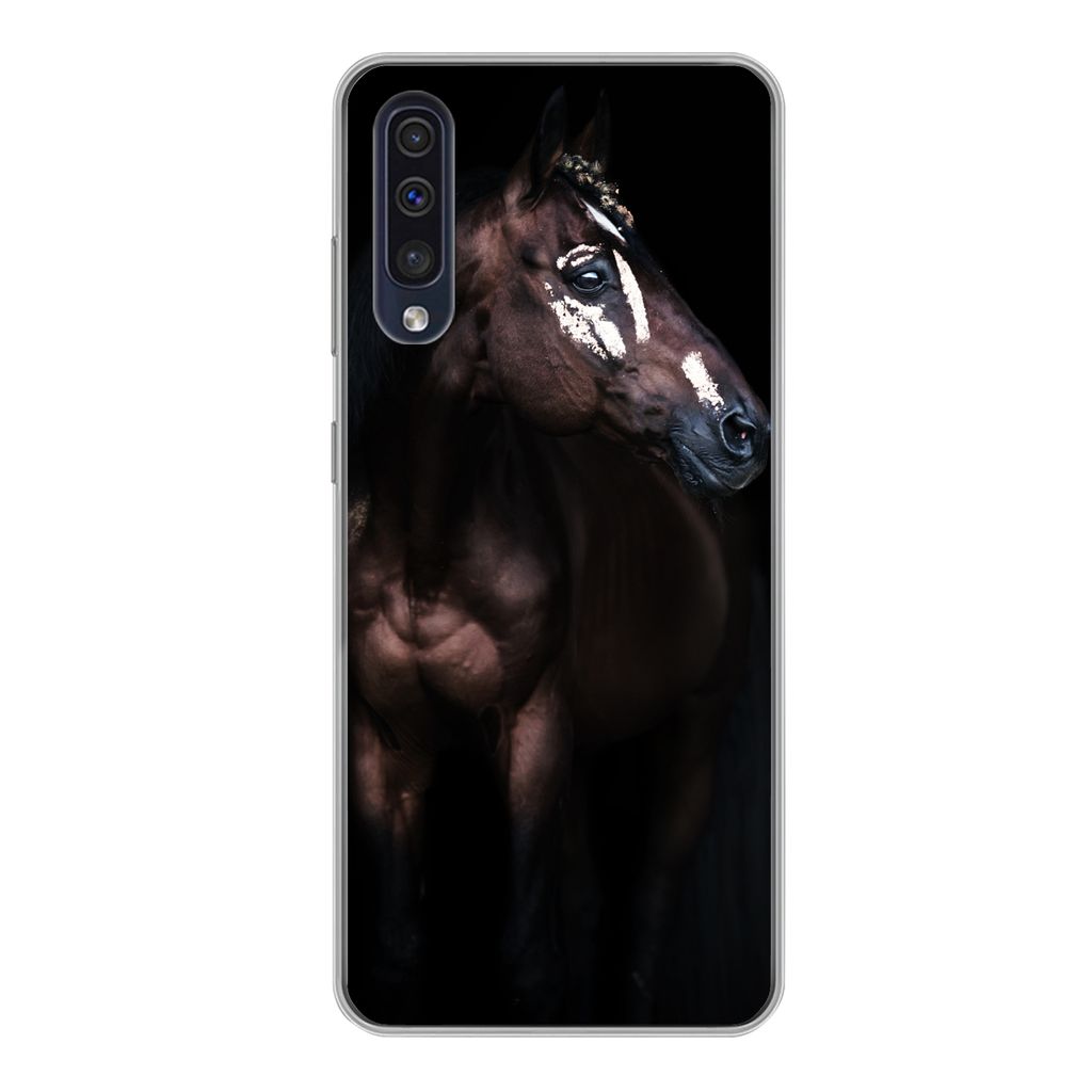 MuchoWow Handyhülle Schutzhülle Hülle für Samsung Galaxy A50 Pferd - Flecken - Licht Silikon Softcase Handy Hülle - Mobiltelefonhülle