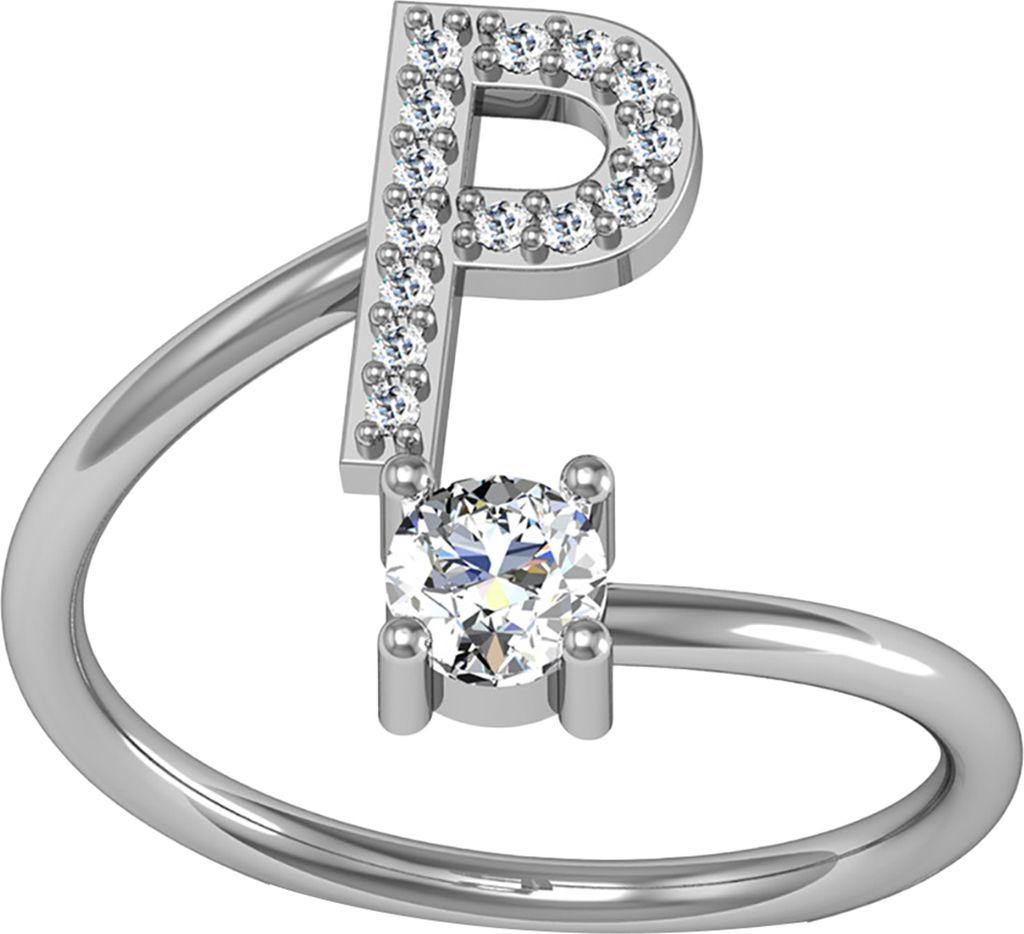 Ring, verstellbar, offenes Ende, Kupfer, Buchstabe, Damen-Fingerschmuck für Dating-Silber P