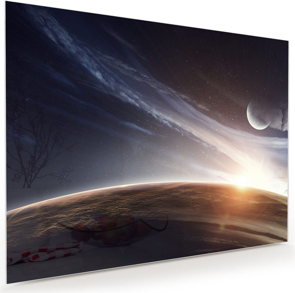 Glasbild Wandbild Erde und Mond 120x90cm in XXL für Wohnzimmer, Schlafzimmer, Badezimmer, Flur