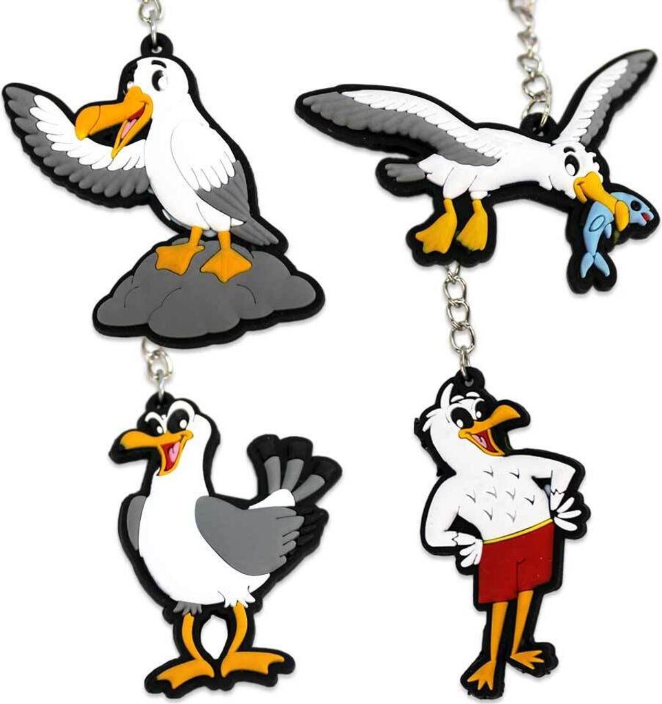 4 Stück Schlüsselanhänger Möwe mit niedlichen Motiven Produktbild 