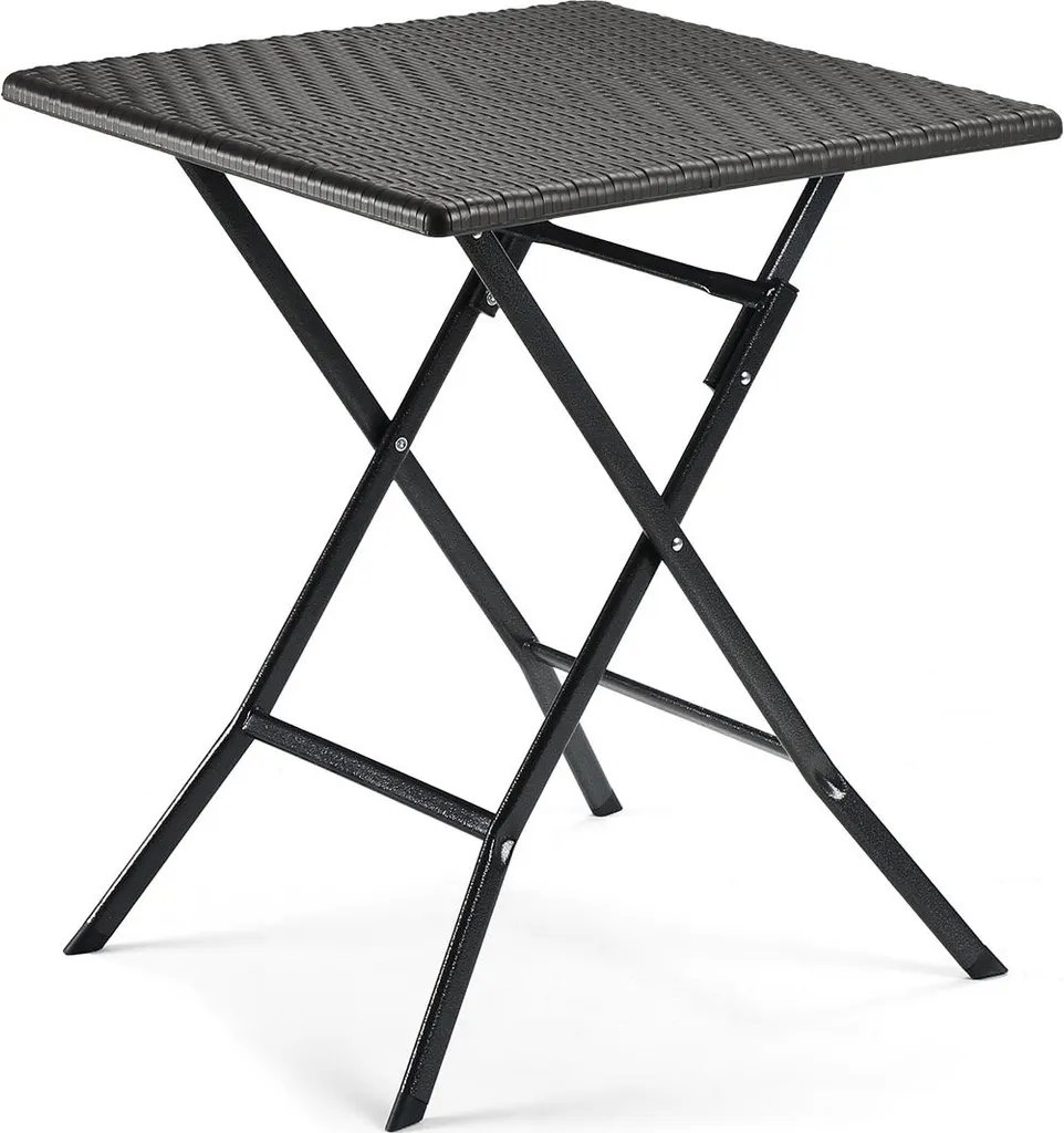 Table pliante en polyrotin brun foncé - Table d'appoint jardin 60x60 cm