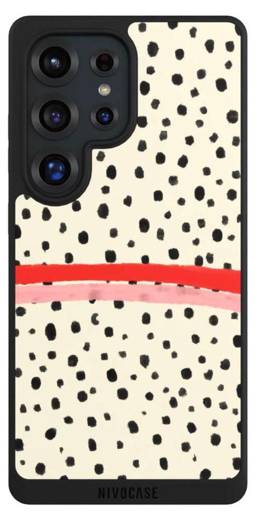 NIVOCASE Handyhülle für Samsung Galaxy S25 Ultra Hülle NIVOpure Case Schwarz Kunst Punkte Streifen