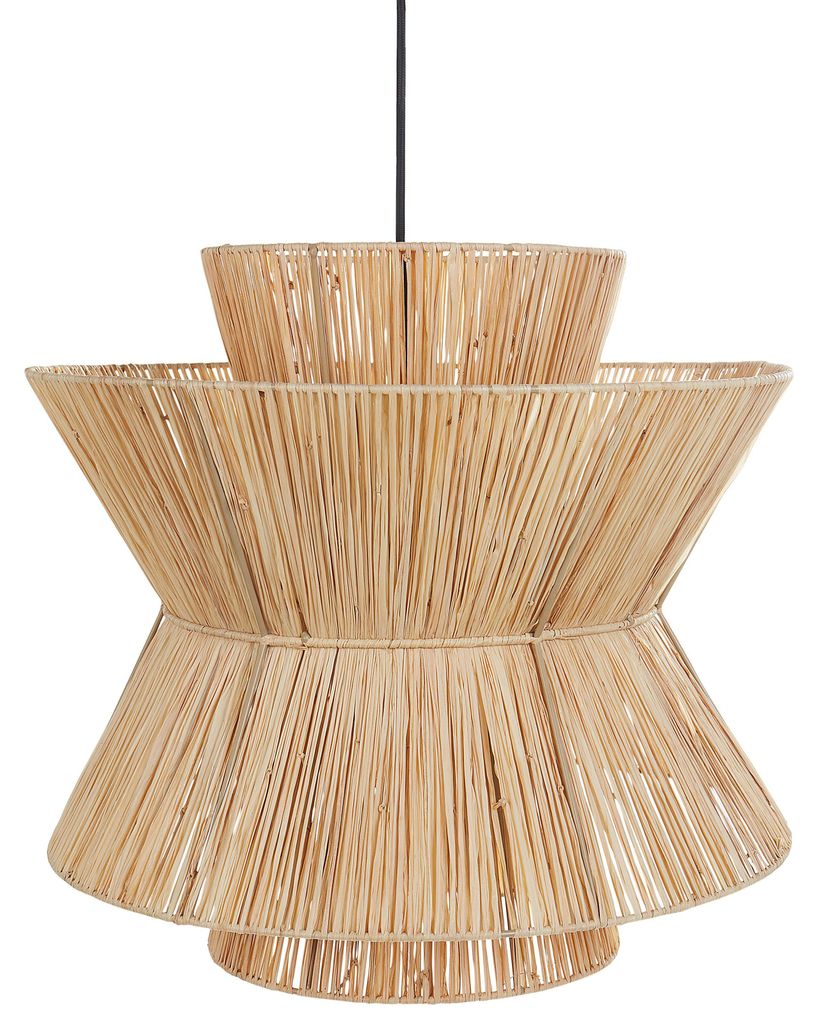 BELIANI Lampa wisząca naturalna słomiany klosz czarna Zdjęcie produktu 