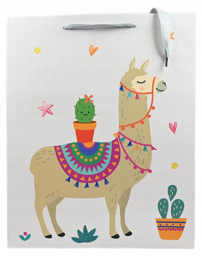 Geschenktüte Lama Alpaka Motiv - Große Papiertüte 26x32cm Produktbild 