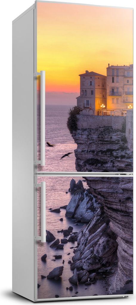 Tulup Kühlschrankdekoration - 70x190 cm - Aufkleber auf dem Kühlschrank - Häuser auf Klippe