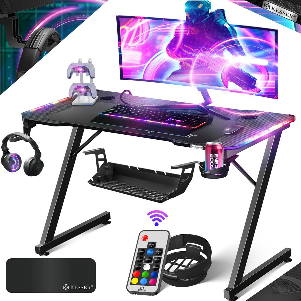 Tavolo da gioco KESSER® LED | Scrivania da gioco a forma di Immagine del prodotto 