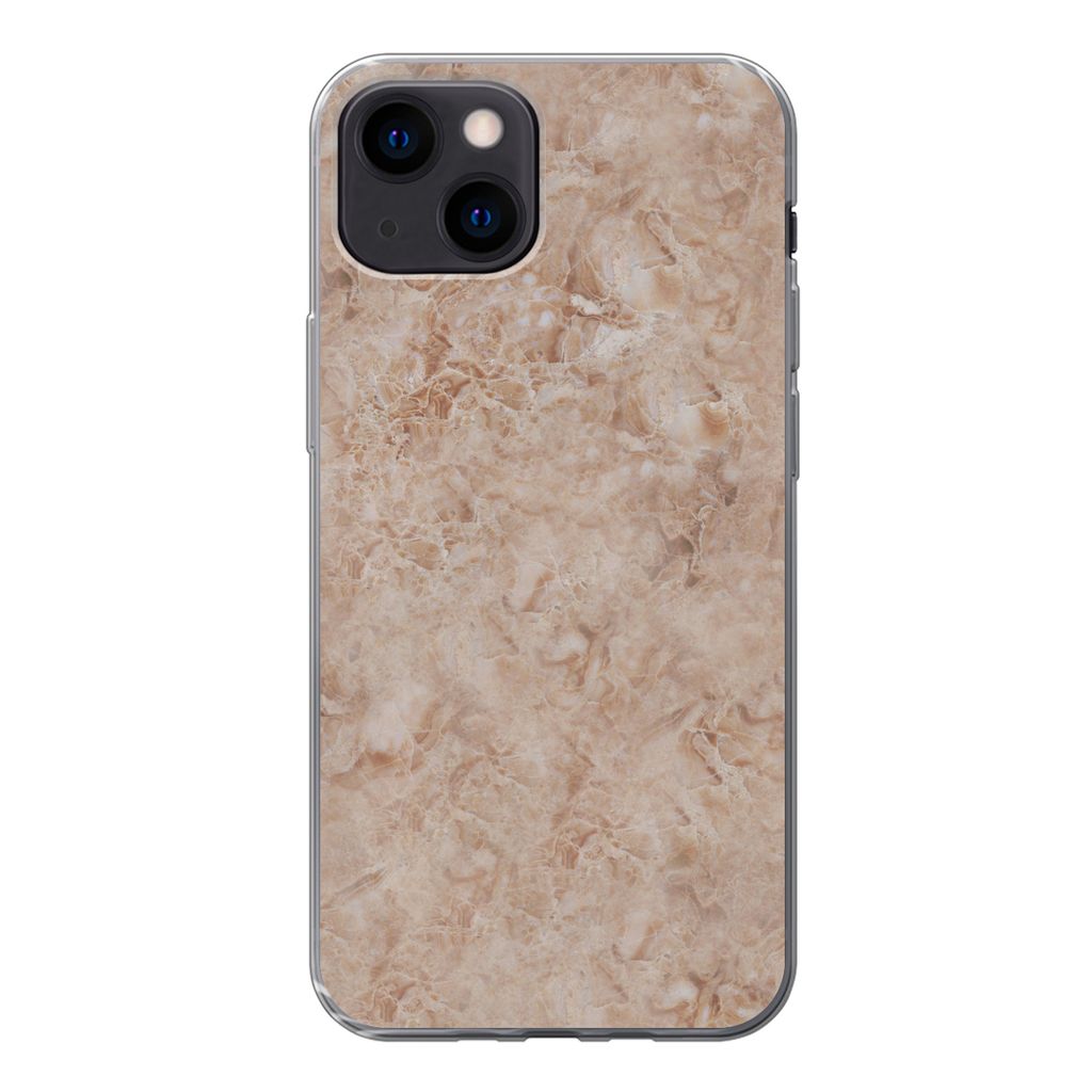 MuchoWow Handyhülle Schutzhülle Hülle für iPhone 13 mini Marmor - Braun - Muster Silikon Softcase Handy Hülle - Softcase