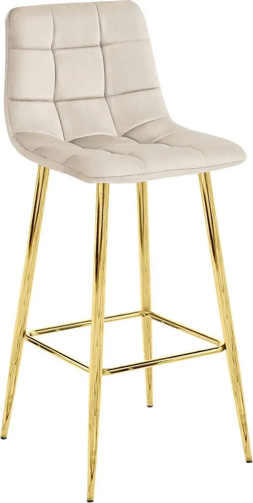 Sgabello Elegante Valora ARCETO Velluto Beige e Metallo Oro - Design