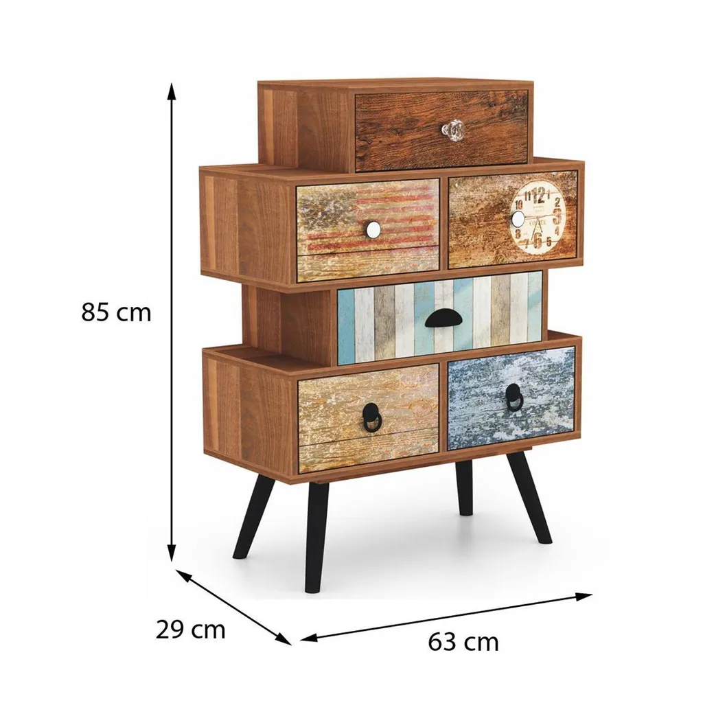 Meuble de rangement Mezo KM-2 type chiffonnier bois et métal rétro - 4