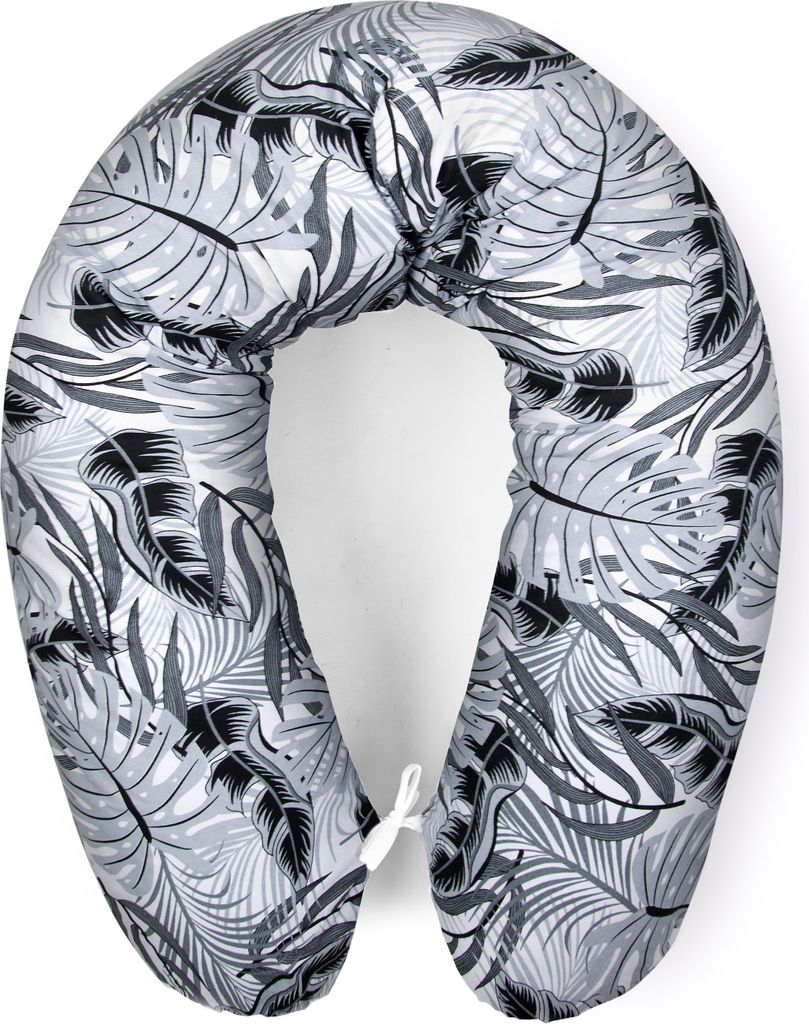 Amilian Stillkissen mit Füllung für Baby Schwangerschaftskissen Baumwolle inkl. Bezug Größe 170cm Pregnancy Pillow; Monstera Grau