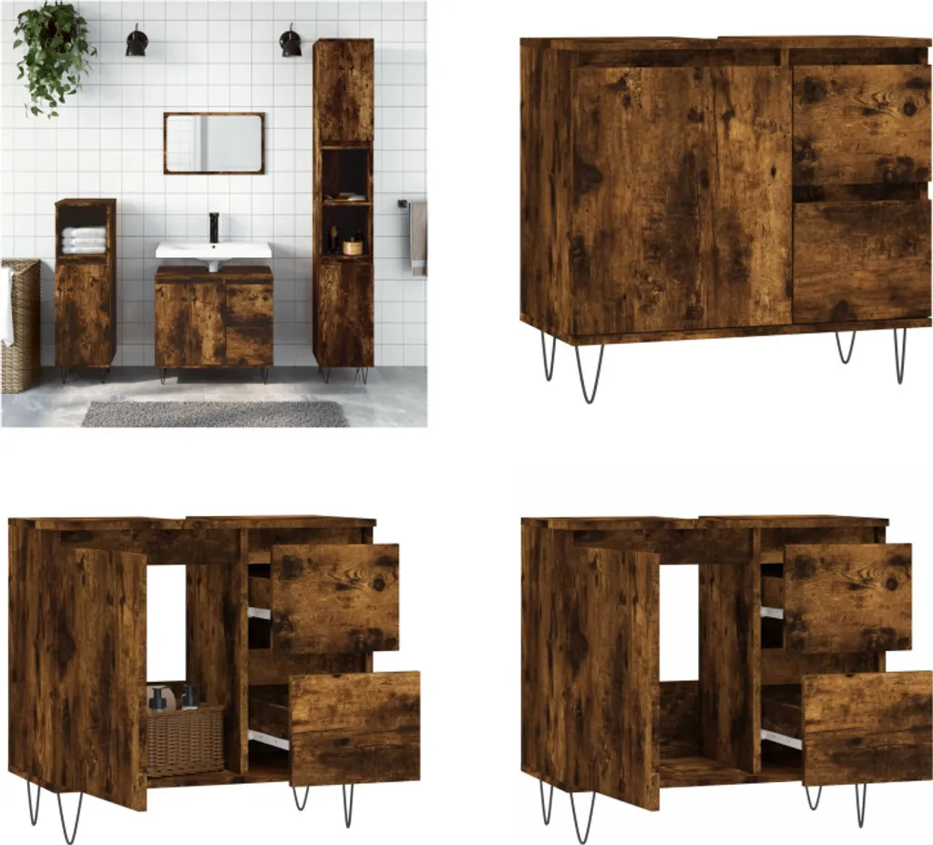 Offerta Mobile Bagno Rovere Affumicato 65x33x60 cm | vidaXL