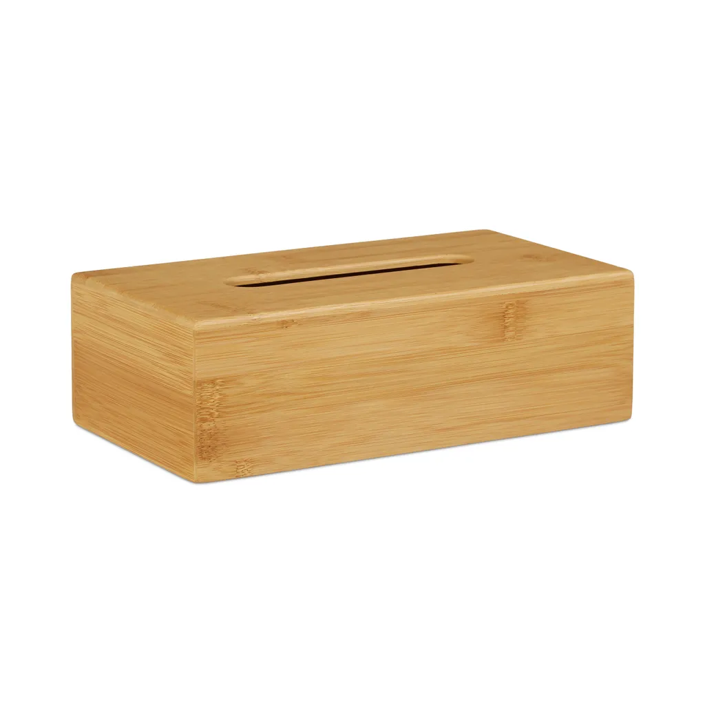 relaxdays 2 x scatola per fazzoletti cosmetici in bambù 27,5 cm - 9