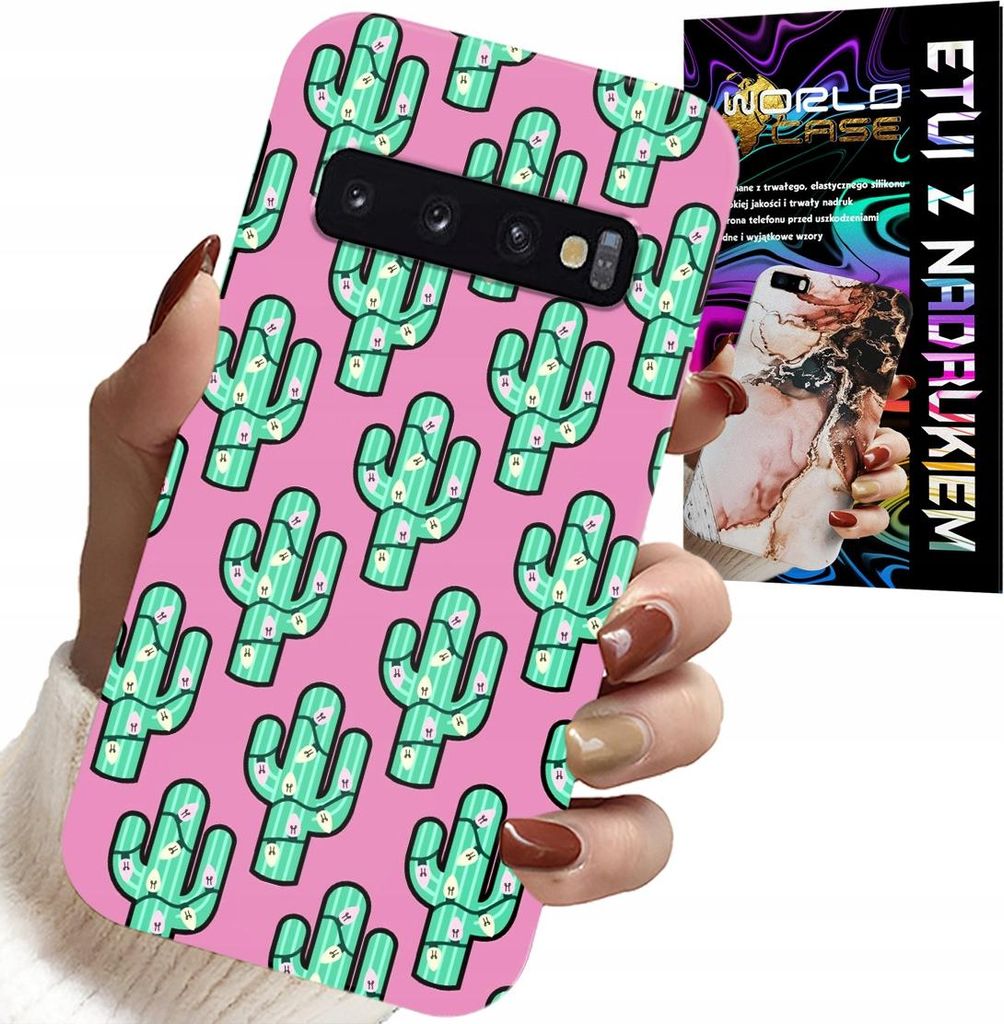 Hülle Für Samsung Galaxy S10 Plus - Kakteen, Kaktus Auf Rosa Hintergrund + Folie