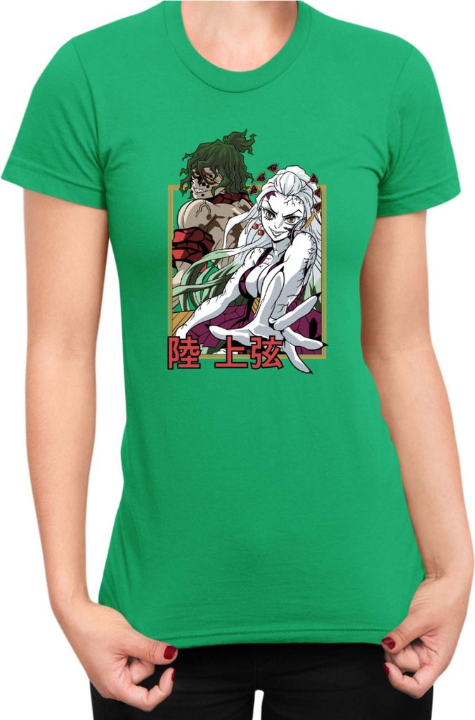 Damen T-Shirt Japan Anime Manga Demon Anime Slayer Daki & Gyutaro, Lady S / Grün