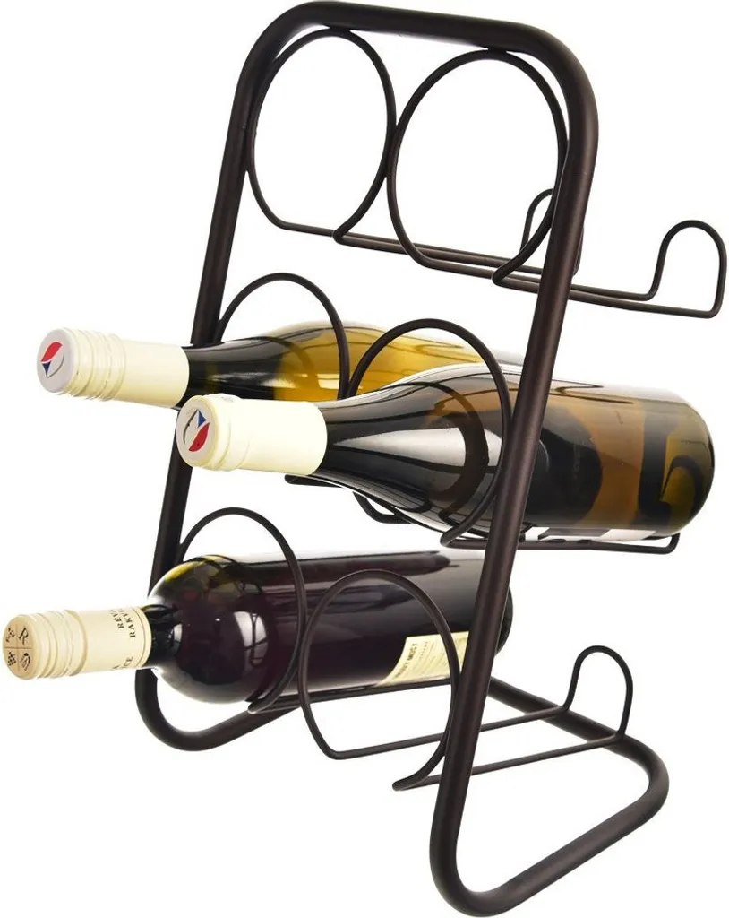 Porte-bouteille design en métal noir pour rangement de 6 vins de table