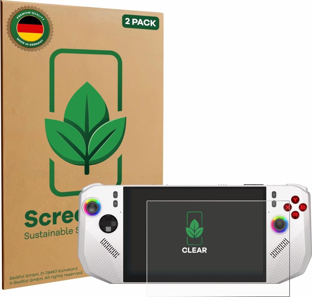 2x ScreenLeaf Schutzfolie für MSI Claw A8 BZ2EM nachhaltiger Displayschutz Display Schutz Folie Klar Transparent