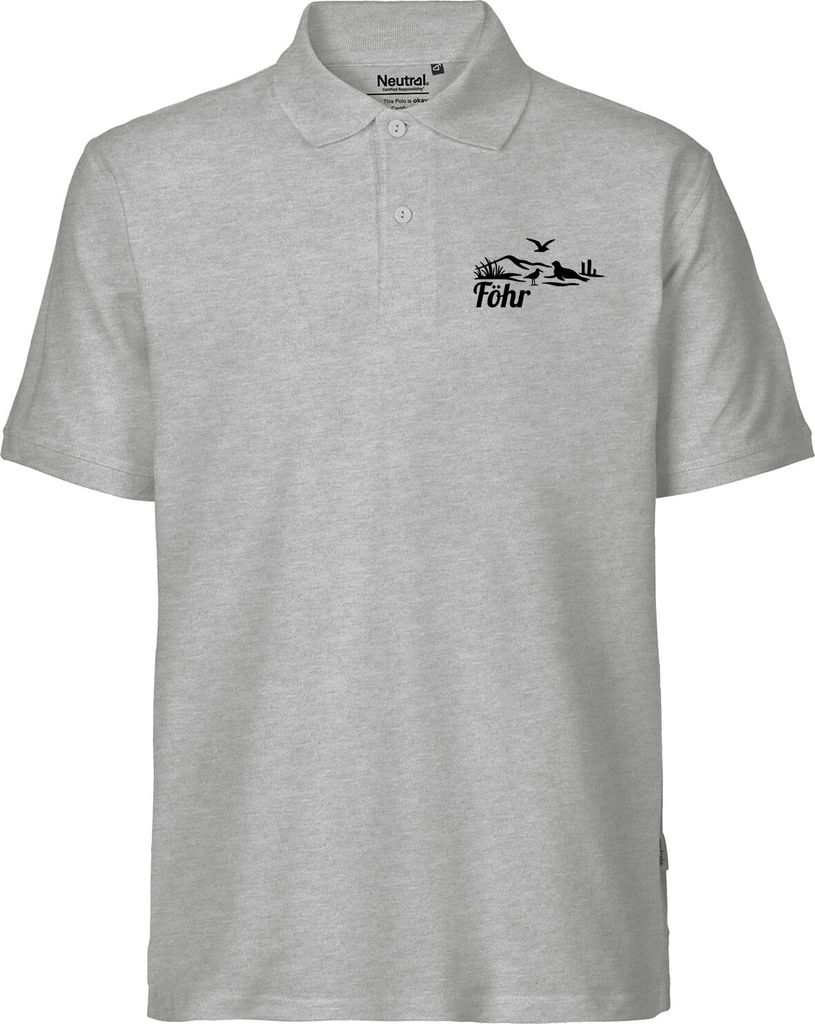 Huuraa Herren Polo Shirt Föhr Strandmotiv L Sport Grey Bio Baumwolle Fairtrade Poloshirt Geschenkidee