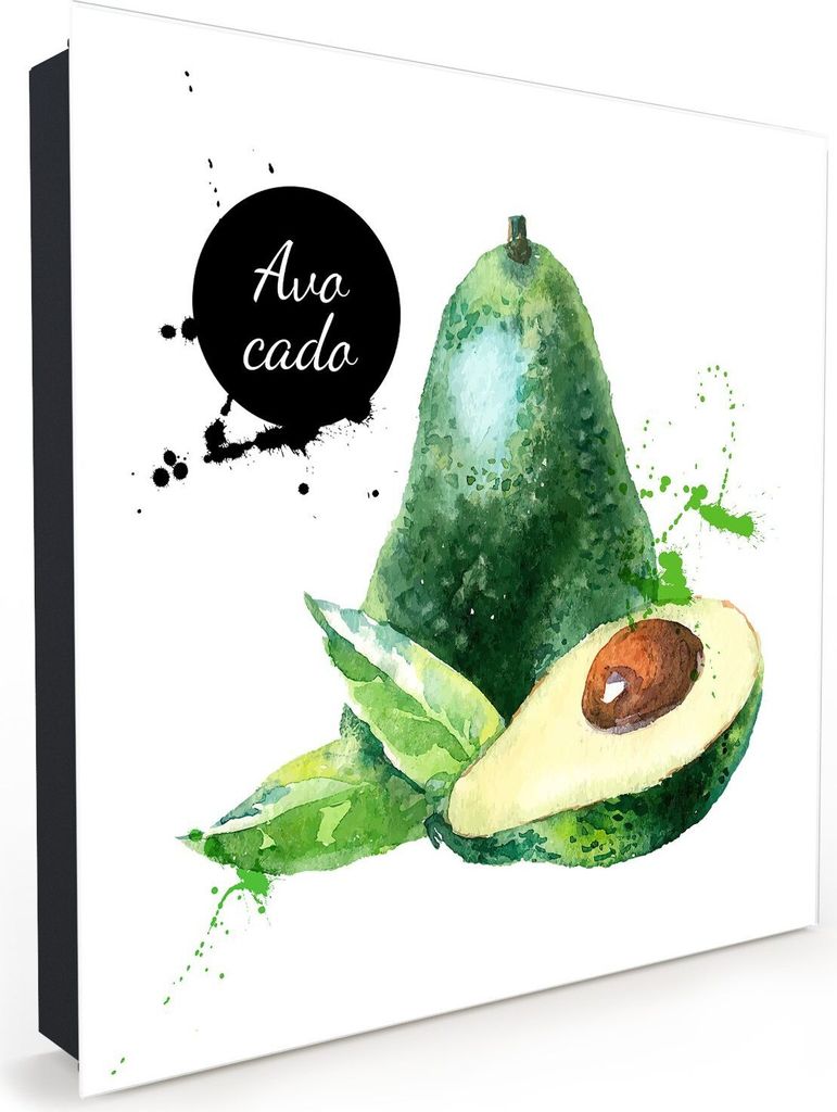 Nachbildung-Schlüsselkasten, Magnetpinnwand und Memoboard mit Glasfront Motiv Aquarell mit Avocado