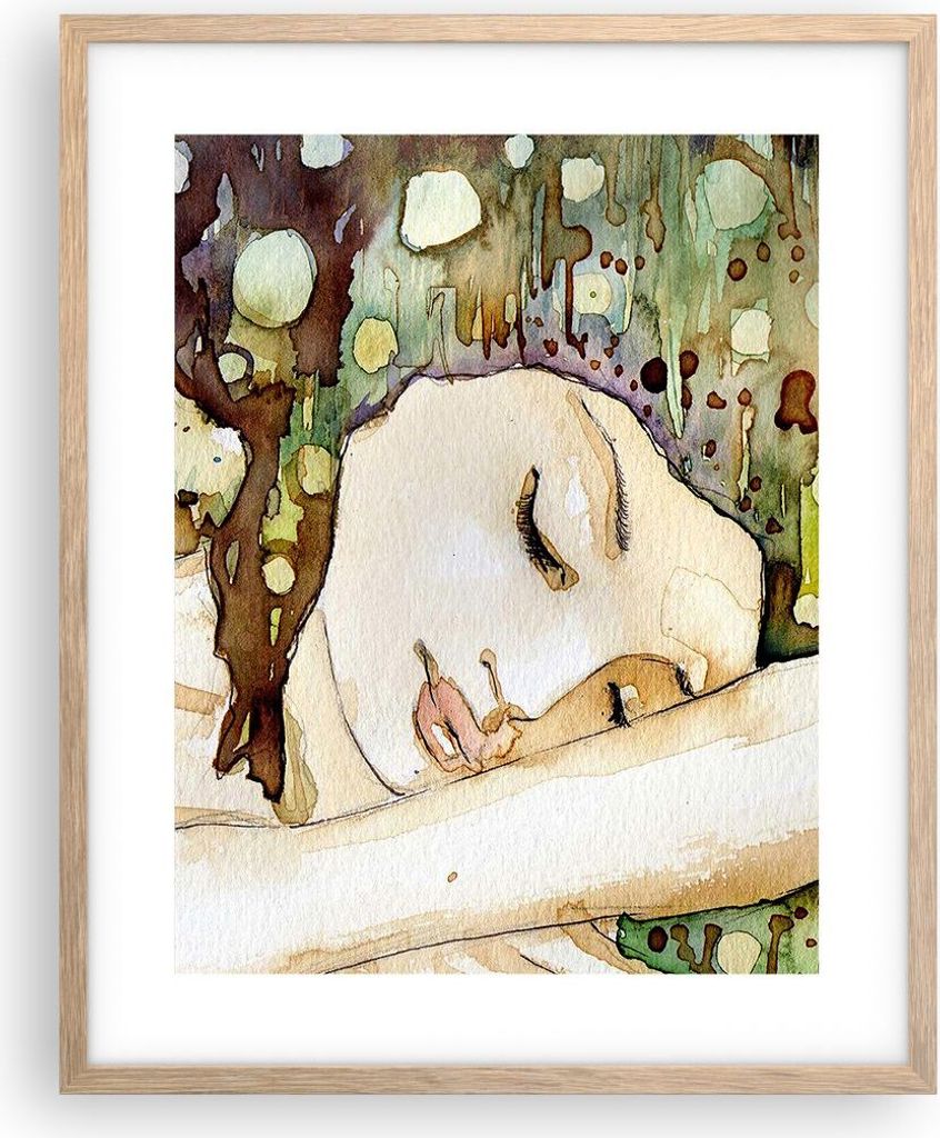 Gerahmtes Poster - Rahmen in heller Eiche - Frau modern - 40x50 cm - Wand Bild - Wanddeko - Wandbilder - Kunstposter - Wandposter - Bilderrahmen - ...