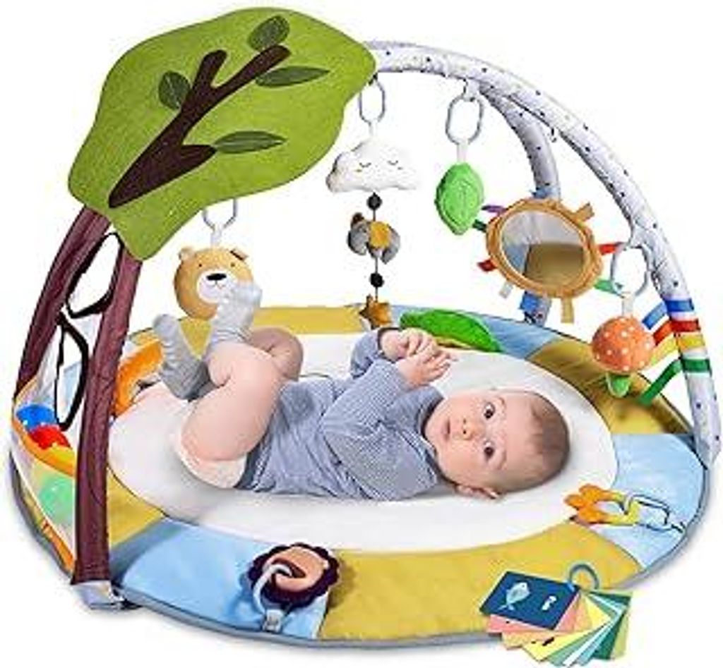 Lupantte Spieldecke Baby mit 9 Spielzeug, Erlebnisdecke mit Spielbogen und Sensorik Spielzeug, Krabbeldecke mit 2 Beißring und Bällebad für Baby...