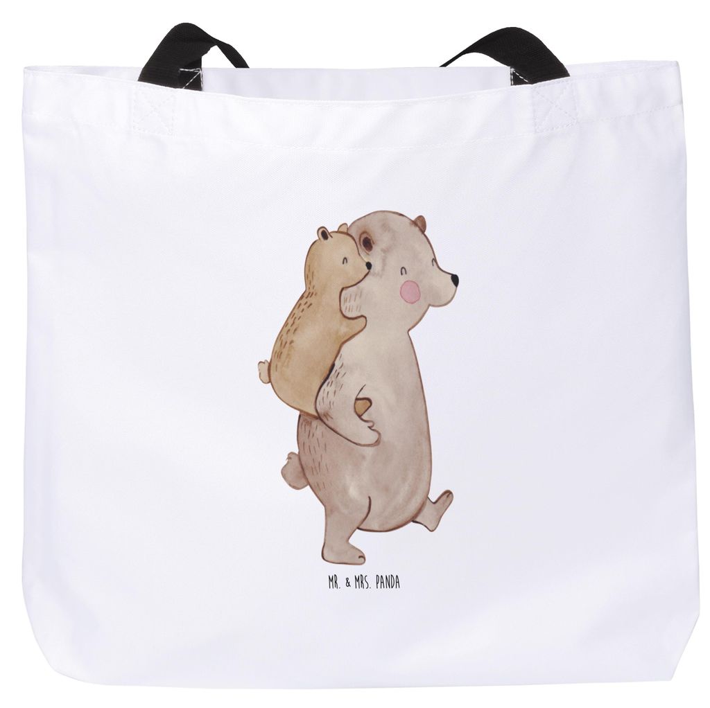 Mr. & Mrs. Panda Beutel Papa Bär - Weiß - Geschenk, Tasche, Vatertag, Laptoptasche, Reisetasche, Geburtstag, Schultasche, Muttertag, Tote Bag