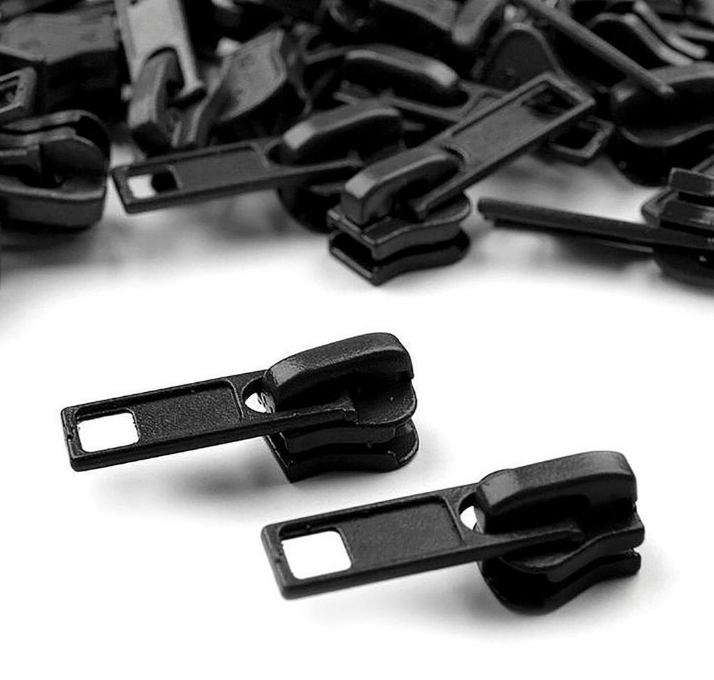 10 Zipper für Profil-Reißverschlüsse m. 5mm Profilschiene schwarz