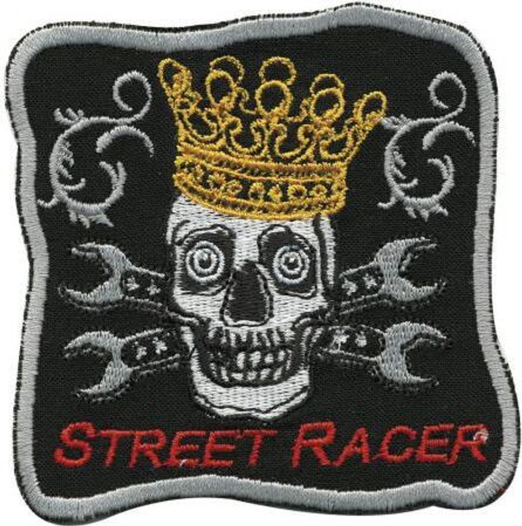 AUFNÄHER - Streetracer Totenkopf - 01963 - Gr. ca. 8,5 x 8,5 cm - Patches Stick Applikation