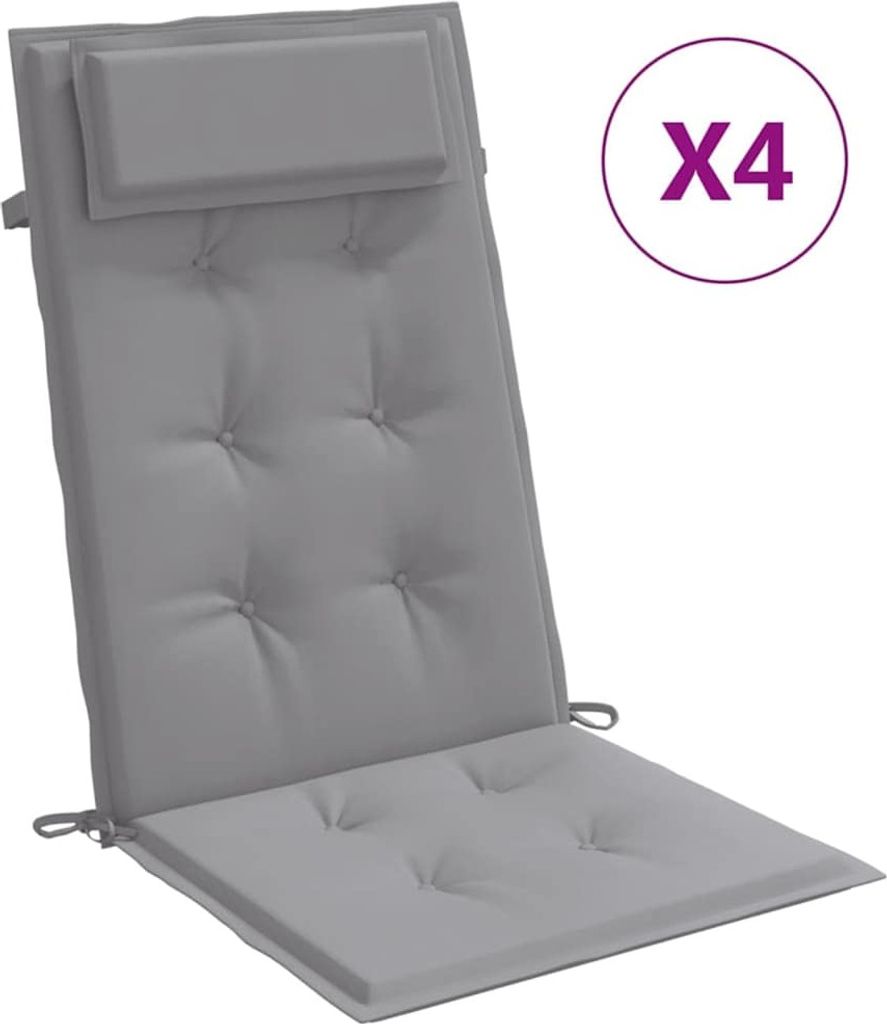 vidaXL Hochlehner-Auflagen 4 Stk. Grau Oxford-Gewebe Produktbild 