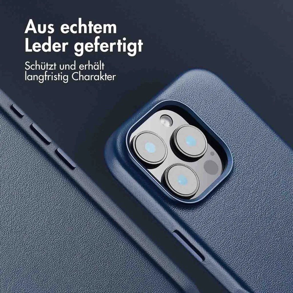Custodia iPhone 16 Pro Pelle MagSafe - Minimal Blu Notte Accezz - 2