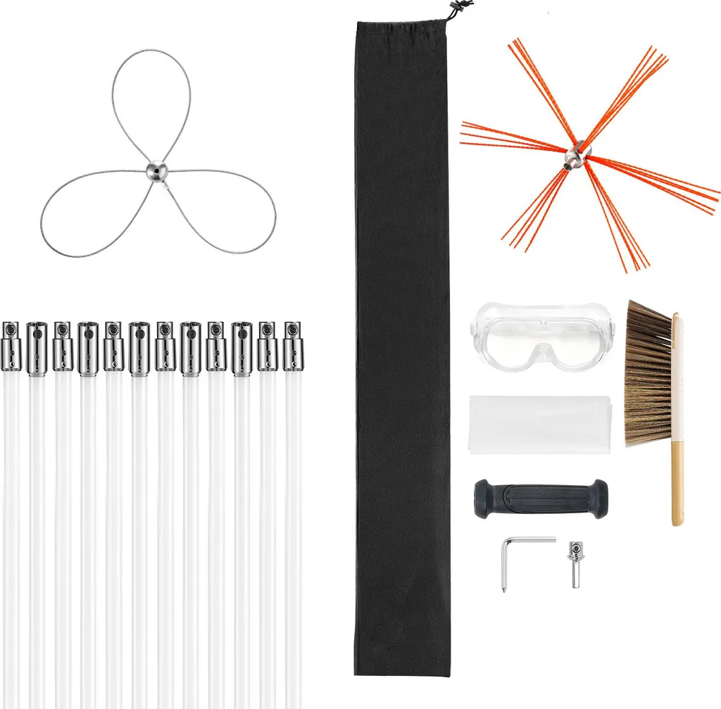 Kit de ramonage SucceBuy 12m avec double brosse pour conduit de cheminée