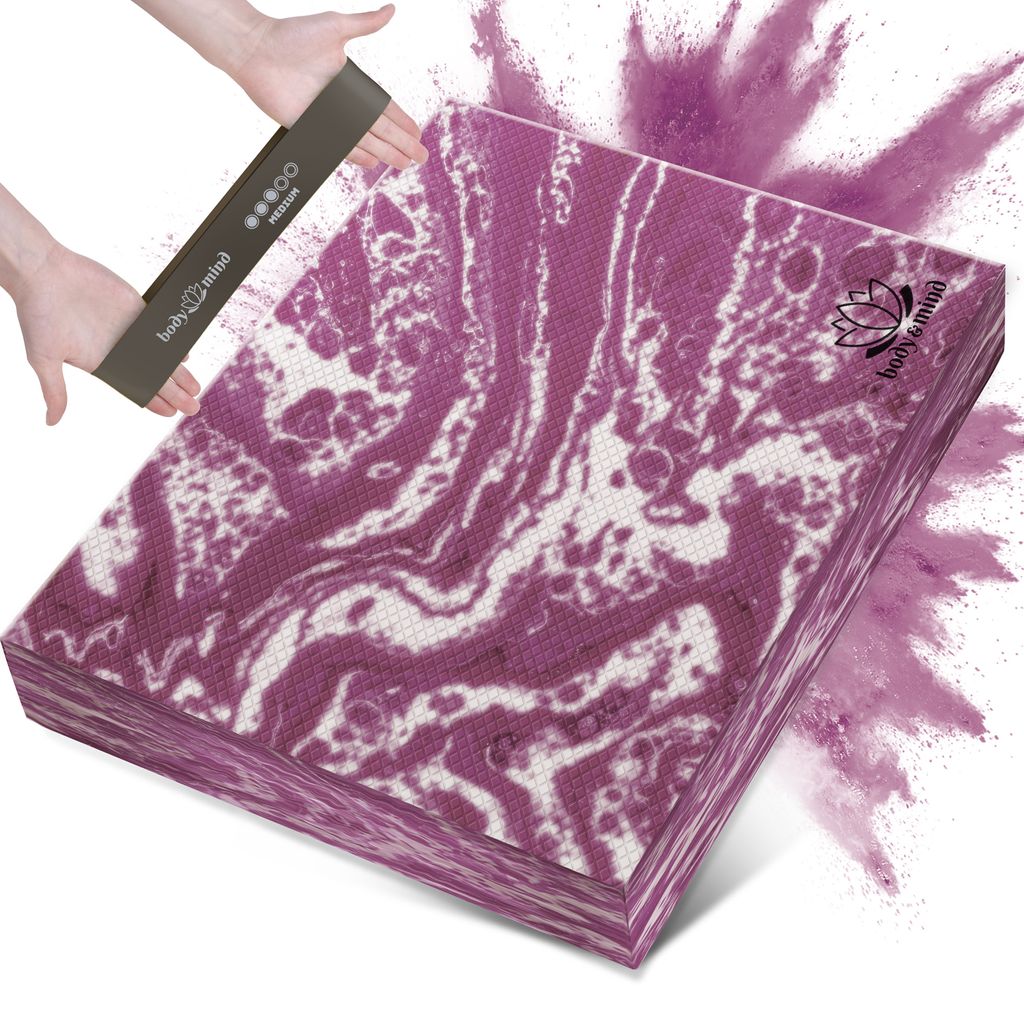 Body & Mind Balance-Pad Violett Rutschfestes Balancekissen Weichschaum Balanceboard 40x30x6 cm für Stabilität, Yoga & Koordinationstraining