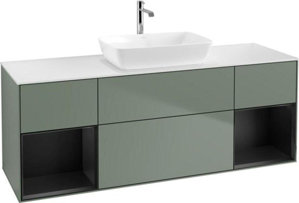 V&B Waschtischunterschrank Finion 160cm, Pl w m, Reg bla m Lac, Oli. m Lac