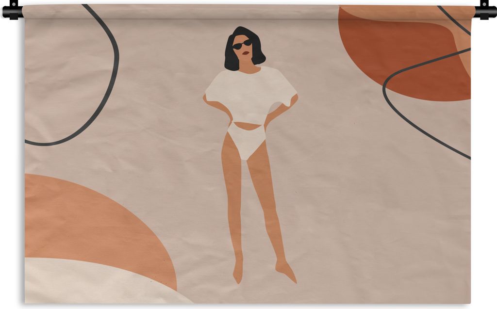 MuchoWow Wandteppich Wandbehang Sommer - Frauen - Minimalismus 150x100 cm Tapisserie Dekoration Wandtuch - Waschbar - Tapisserien - Wand-Decke