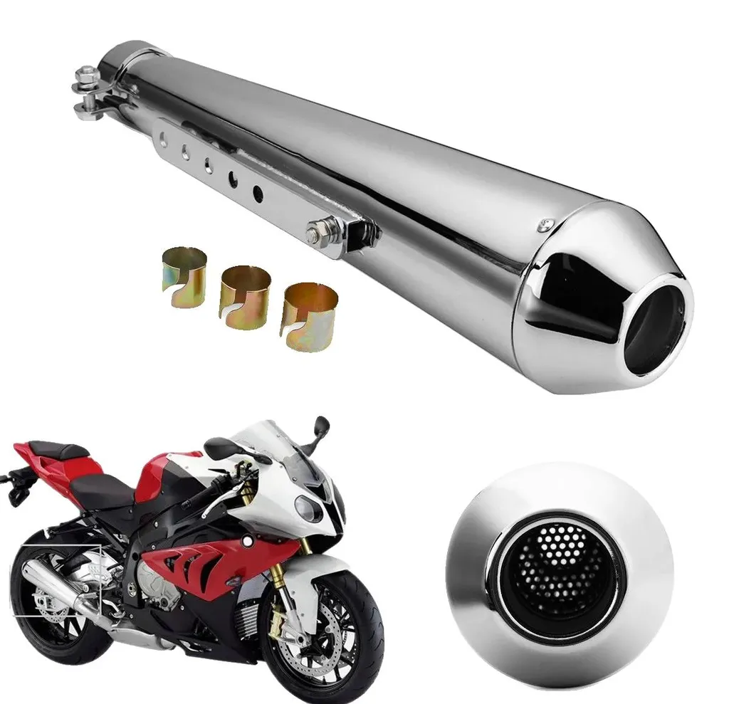 Silencieux moto universel argenté pour remplacer un pot rouillé