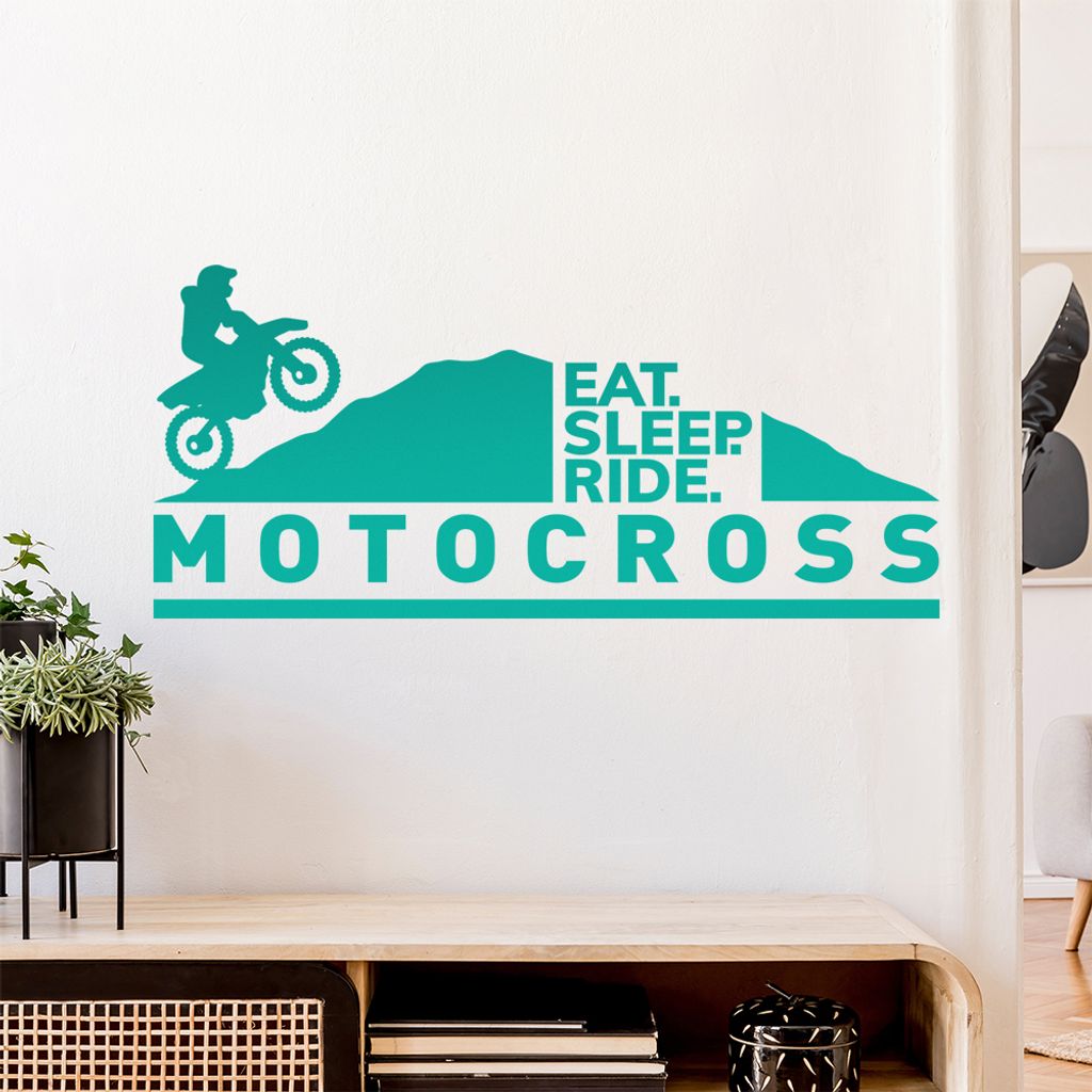 Motocross eat sleep ride Wandtattoo Wandaufkleber Wall Sticker - Dekoration, Küche, Wohnzimmer, Schlafzimmer, Badezimmer