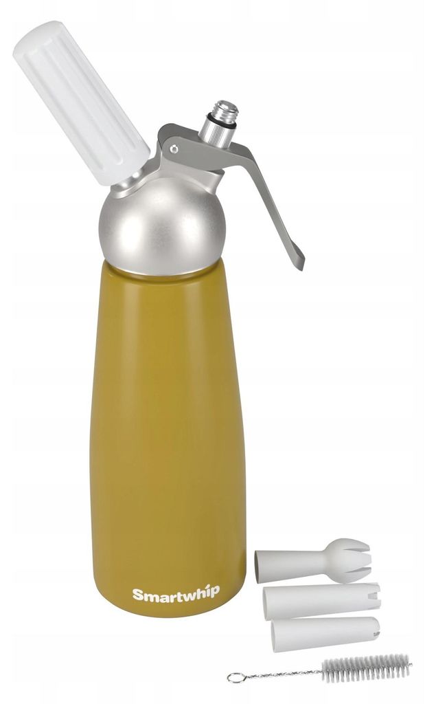 Sahnespender 250 ml aus Aluminium – Gelb, mit 3