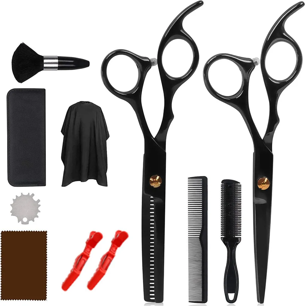 INF Set da parrucchiere con forbici, pettini, mollette, cappotto 11 parti