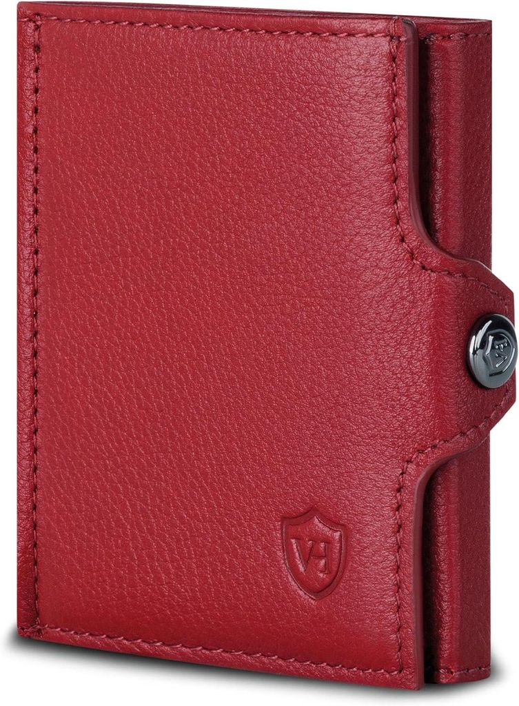 Slim Wallet Leder mit Münzfach RFID Schutz Mini Geldbörse Kartenetui Portemonnaie Dünn Kompakt Scheinfach Herren Damen Geschenkbox