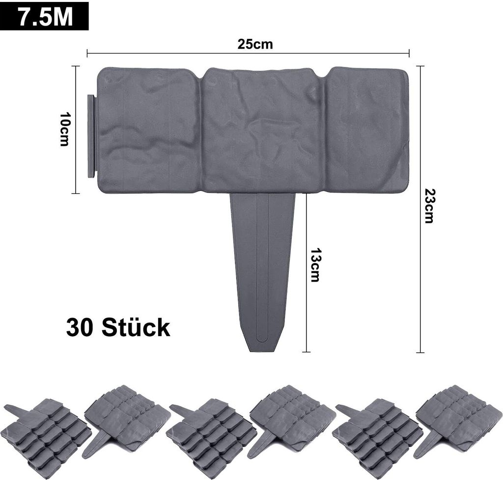 Bordure de pelouse en plastique imitation pierre 7,5m Image du produit 